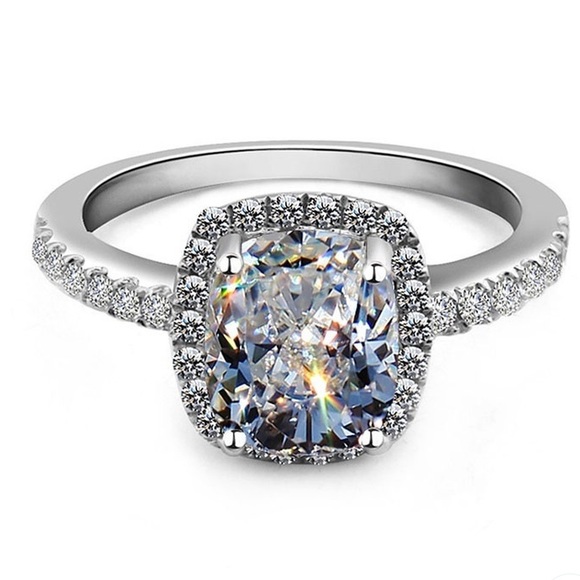 18K White Gold Filled Created Sapphire 💍Ring - Picture 8 of 9